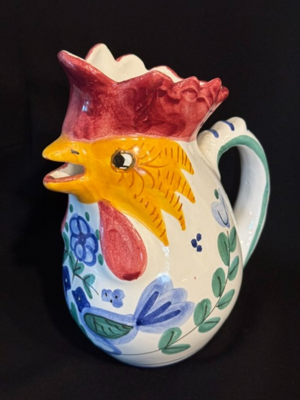 Vintage Italian hand-painted ceramic Rooster Pitcher - Taste Seller by Sigma